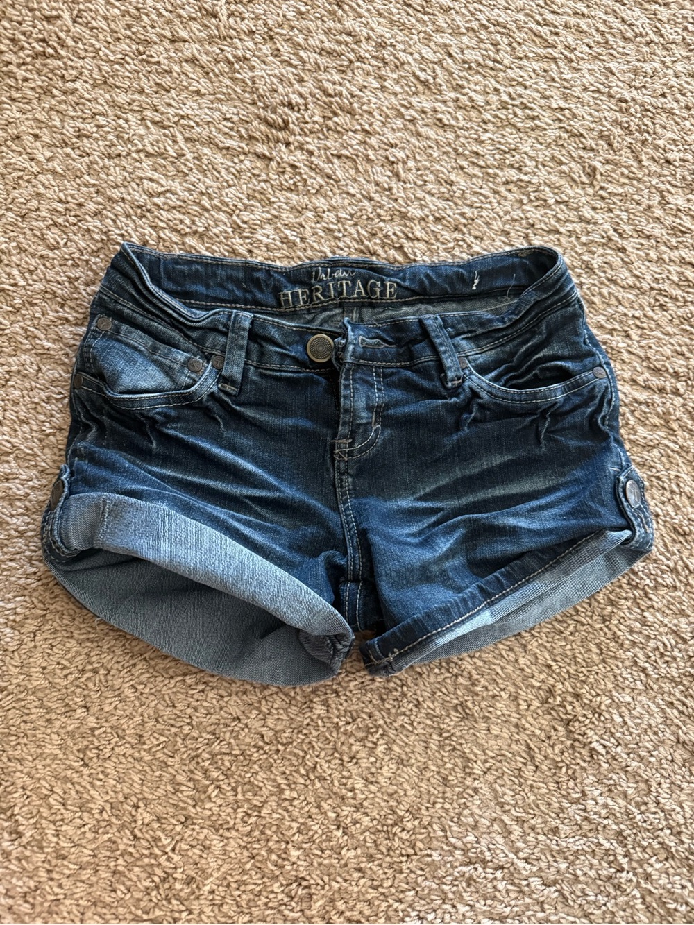 Urban Heritage Women's Dark Blue Denim Roll-Cuff Jean Short Shorts